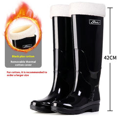 Fleece-lined Warm Length Waterproof Rain Boots - TikTopia