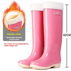 Fleece-lined Warm Length Waterproof Rain Boots - TikTopia