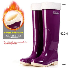 Fleece-lined Warm Length Waterproof Rain Boots - TikTopia