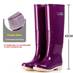Fleece-lined Warm Length Waterproof Rain Boots - TikTopia