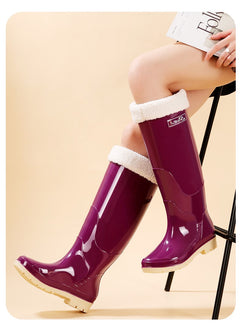 Fleece-lined Warm Length Waterproof Rain Boots - TikTopia