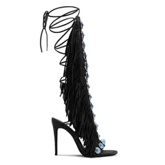 European And American Flowing Comb Beauty High Heel Sandal Boots Strap Plus Size - TikTopia