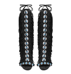 European And American Flowing Comb Beauty High Heel Sandal Boots Strap Plus Size - TikTopia