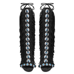 European And American Flowing Comb Beauty High Heel Sandal Boots Strap Plus Size - TikTopia
