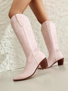 Lightning Embroidery Knee-high Boots Women - TikTopia