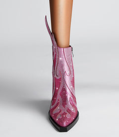 New Sexy Square Toe Chunky Heel Rhinestone Flame Martin Boots - TikTopia