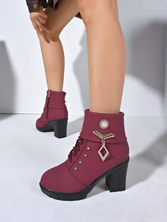 Size Martin Boots Rhinestone High-heeled Cotton Boots Plus - TikTopia