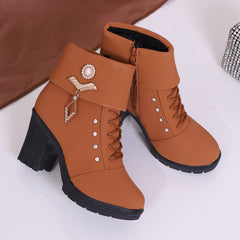 Size Martin Boots Rhinestone High-heeled Cotton Boots Plus - TikTopia