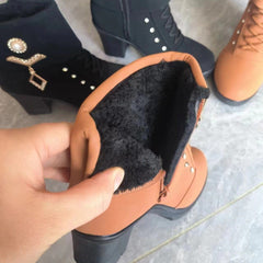 Size Martin Boots Rhinestone High-heeled Cotton Boots Plus - TikTopia