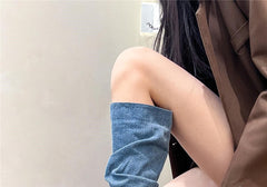 Pointed Toe Women's Stiletto Denim High Heel Below The Knee Boots - TikTopia