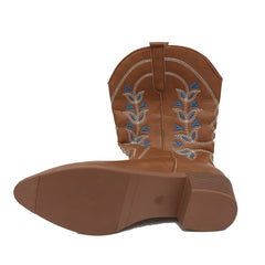 Embroidered Western Cowboy Pointed Toe Chunky Heel Knight Boots - TikTopia