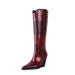 Retro Pointed Stone Pattern Thick Heel Simple Pointed High Heel Shoes - TikTopia