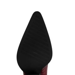 Retro Pointed Stone Pattern Thick Heel Simple Pointed High Heel Shoes - TikTopia