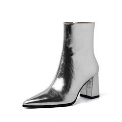 Chunky Heel Retro Ankle Boots Women Pointed French - TikTopia