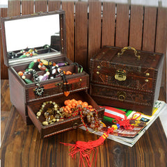 Wooden Jewellery Dressing Box With Mirror - TikTopia