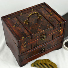 Wooden Jewellery Dressing Box With Mirror - TikTopia