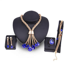 Necklac Earrings Jewellery Set Four-piece Gilded - TikTopia