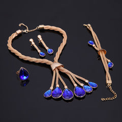 Necklac Earrings Jewellery Set Four-piece Gilded - TikTopia