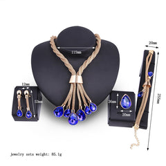 Necklac Earrings Jewellery Set Four-piece Gilded - TikTopia