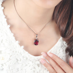 Rose Red Big Gem Pendant, 18K Rose Gold-plated Jewellery With Artificial Red Tourmaline - TikTopia