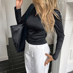 Women’s Casual Slim-Fit Solid Colour Top - TikTopia
