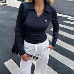 Women’s Casual Slim-Fit Solid Colour Top - TikTopia