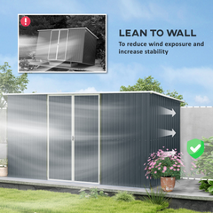Outsunny 11 x 5.6ft Galvanised Metal Garden Shed with Lockable Doors, Grey - TikTopia