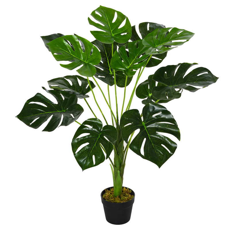 Artificial Monstera Tree 13 Leaves & Nursery Pot, Fake Tropical Palm Tree 85cm - TikTopia