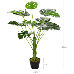 Artificial Monstera Tree 13 Leaves & Nursery Pot, Fake Tropical Palm Tree 85cm - TikTopia