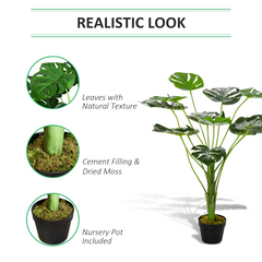 Artificial Monstera Tree 13 Leaves & Nursery Pot, Fake Tropical Palm Tree 85cm - TikTopia