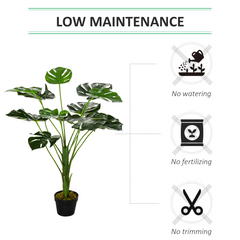 Artificial Monstera Tree 13 Leaves & Nursery Pot, Fake Tropical Palm Tree 85cm - TikTopia