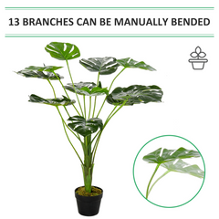 Artificial Monstera Tree 13 Leaves & Nursery Pot, Fake Tropical Palm Tree 85cm - TikTopia