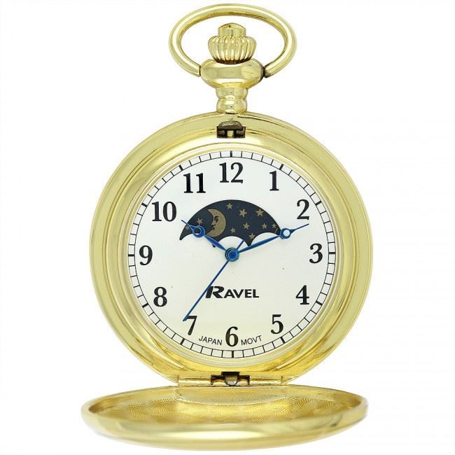 Ravel Polished Sun-Moon Gold Pocket Watch - TikTopia