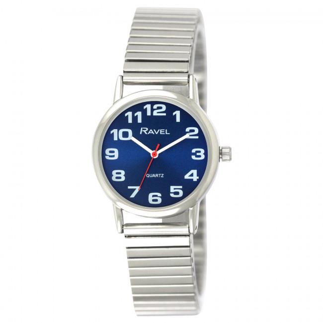 Ravel Ladies Blue Dial Silver Expander Bracelet Watch - TikTopia