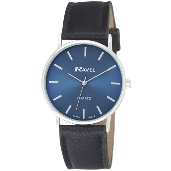 Ravel Mens Classic Strap Watch Black / Silver / Blue Watch - TikTopia