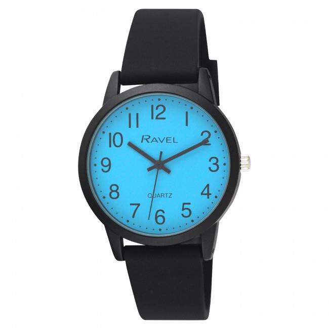 Ravel Mens Sports Blue Dial with Black Silicone Watch - TikTopia