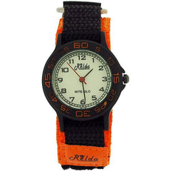 Relda Children's Analogue Nite-Glo Quartz Luminous Dial Orange & Black Velcro Girls/Boy Watch - TikTopia