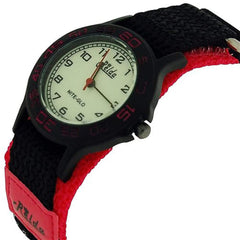 Relda Children's Analogue Nite-Glo Quartz Luminous Dial Pink & Black Velcro Strap Girls Watch - TikTopia