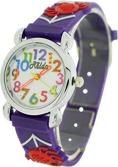 Relda Children's Big Number Analog Spiders & Web On Purple Silicone Strap Girl's Watch - TikTopia