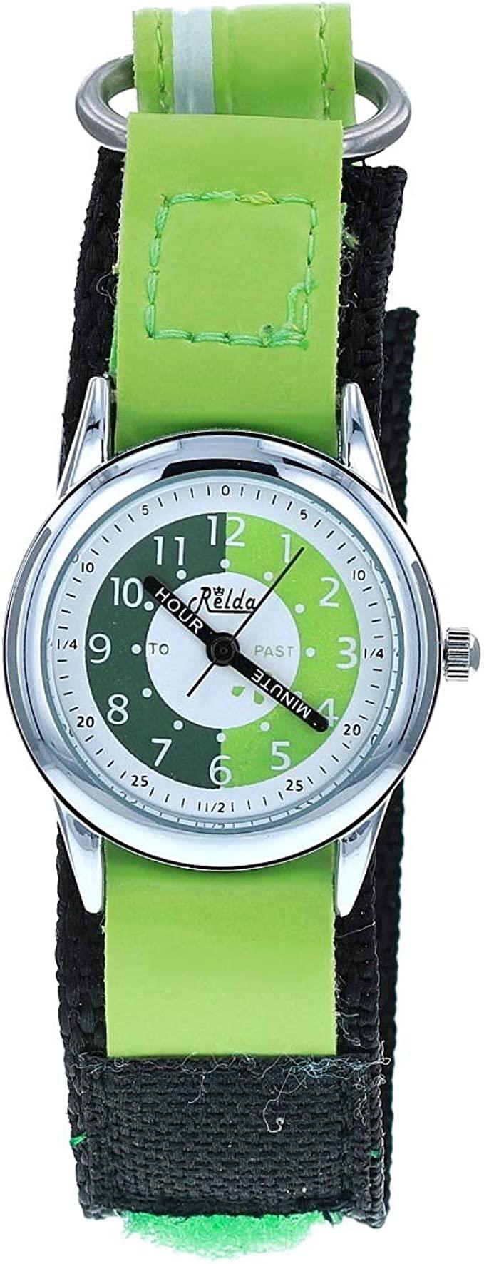 Relda Children's Time Teacher Analogue Green Velcro Strap Boy's Watch - TikTopia