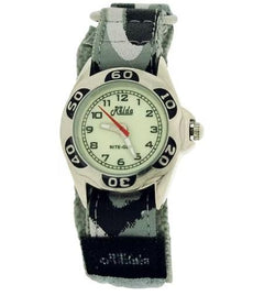 Relda Kids Nite-Glo Luminous Dial Grey Camouflage Army Easy Fasten Watch - TikTopia