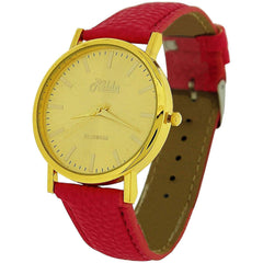 Relda Women Analogue Jumbo Gold tone Dial & Leather Pink Strap With Buckle - TikTopia