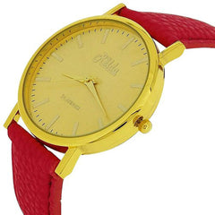 Relda Women Analogue Jumbo Gold tone Dial & Leather Pink Strap With Buckle - TikTopia