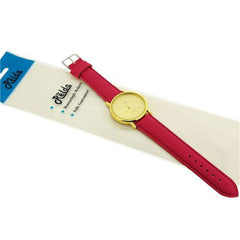Relda Women Analogue Jumbo Gold tone Dial & Leather Pink Strap With Buckle - TikTopia