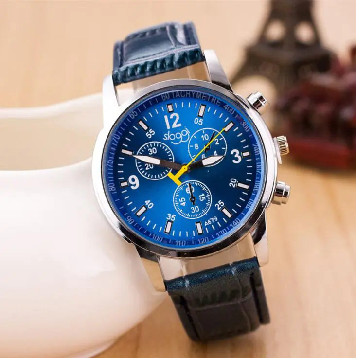 Women's Leather Watch, Student Quartz Watch, Casual 3-Eye Watch - TikTopia