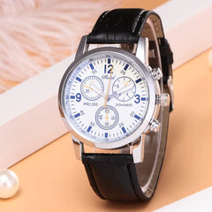 Women's Leather Watch, Student Quartz Watch, Casual 3-Eye Watch - TikTopia