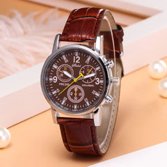 Women's Leather Watch, Student Quartz Watch, Casual 3-Eye Watch - TikTopia