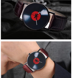 Disc Watch, Leather Strap Watch, Genuine Leather Watch - TikTopia