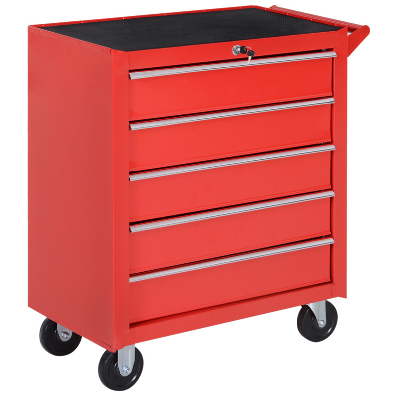 Roller Tool Cabinet Storage Box 5 Drawers Wheels Caster Garage Workshop Red - TikTopia
